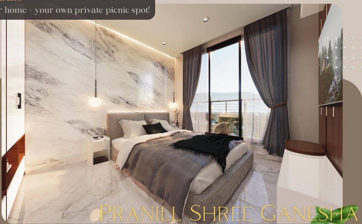 Bedroom with hill view